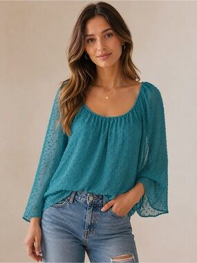 Gianni Bini Teal Flowy Top